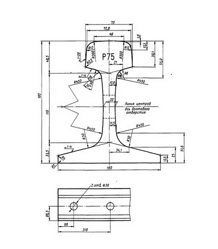 chertezh-zheleznodorozhnyh-rels-r75